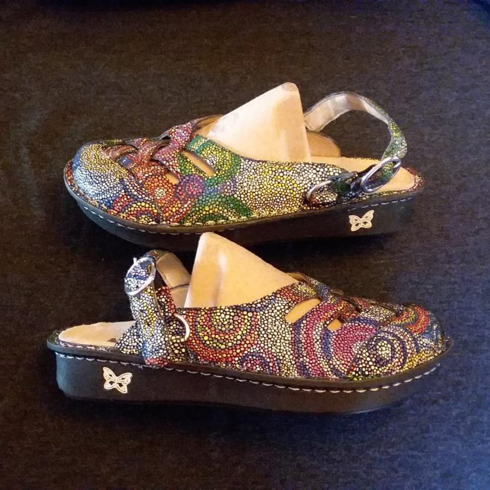 NEW Alegria Leather Slingback Mary Janes Color Freesia Rainbow Mosaic  38 - Picture 5 of 12